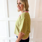 Striped Drop Helney Top- Strawberry