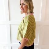 Striped Drop Helney Top- Strawberry