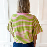 Striped Drop Helney Top- Strawberry