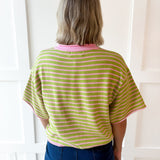Striped Drop Helney Top- Strawberry