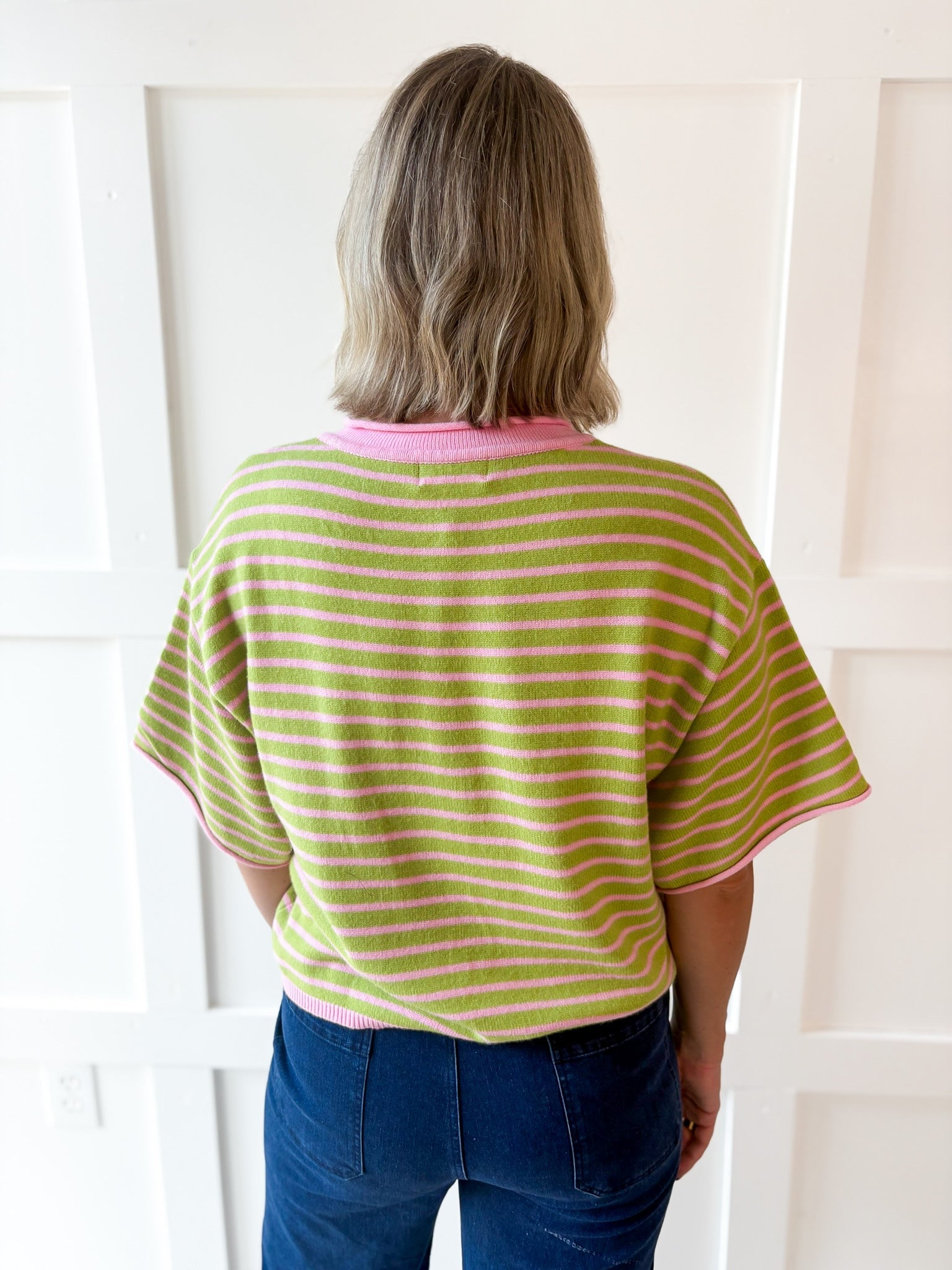 Striped Drop Helney Top- Strawberry