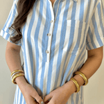 Striped Easy Shirt Dress - Blue