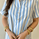 Striped Easy Shirt Dress - Blue
