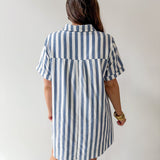Striped Easy Shirt Dress - Blue
