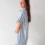 Striped Easy Shirt Dress - Blue