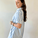 Striped Easy Shirt Dress - Blue