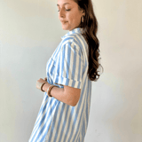 Striped Easy Shirt Dress - Blue