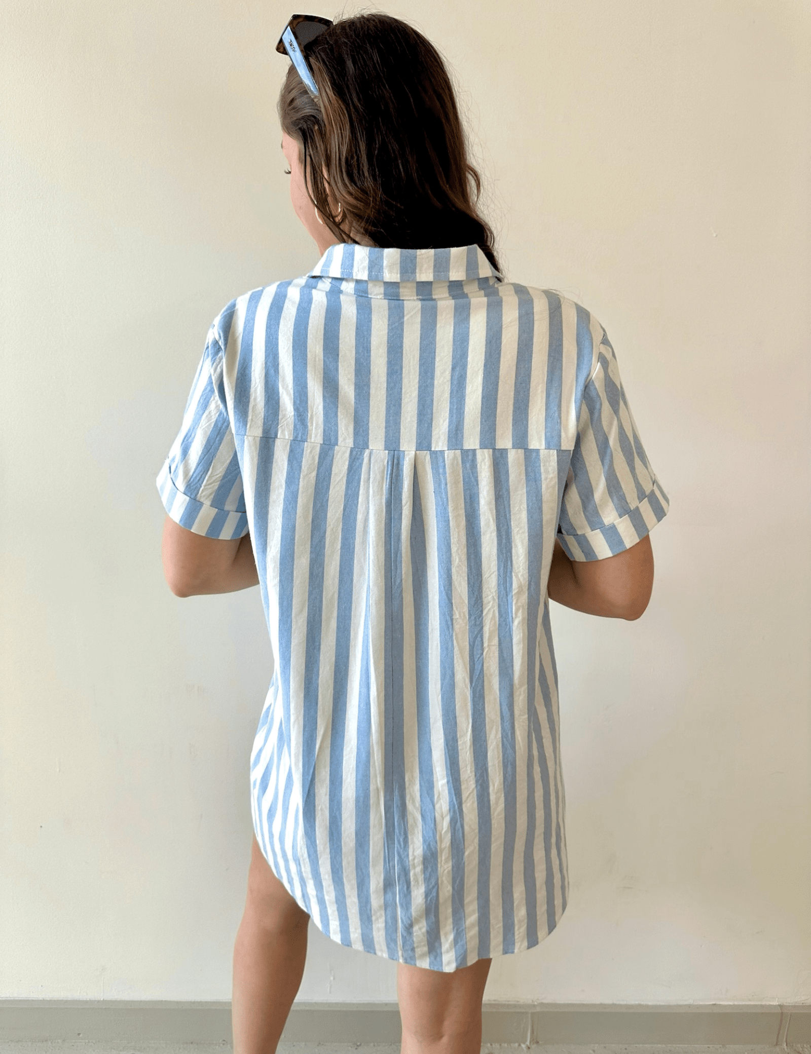 Striped Easy Shirt Dress - Blue