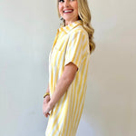 Striped Easy Shirt Dress - Lemon