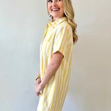 Striped Easy Shirt Dress - Lemon