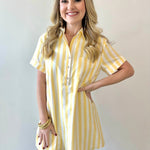 Striped Easy Shirt Dress - Lemon