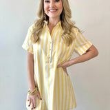 Striped Easy Shirt Dress - Lemon