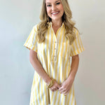 Striped Easy Shirt Dress - Lemon