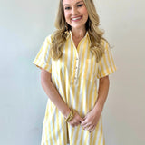 Striped Easy Shirt Dress - Lemon