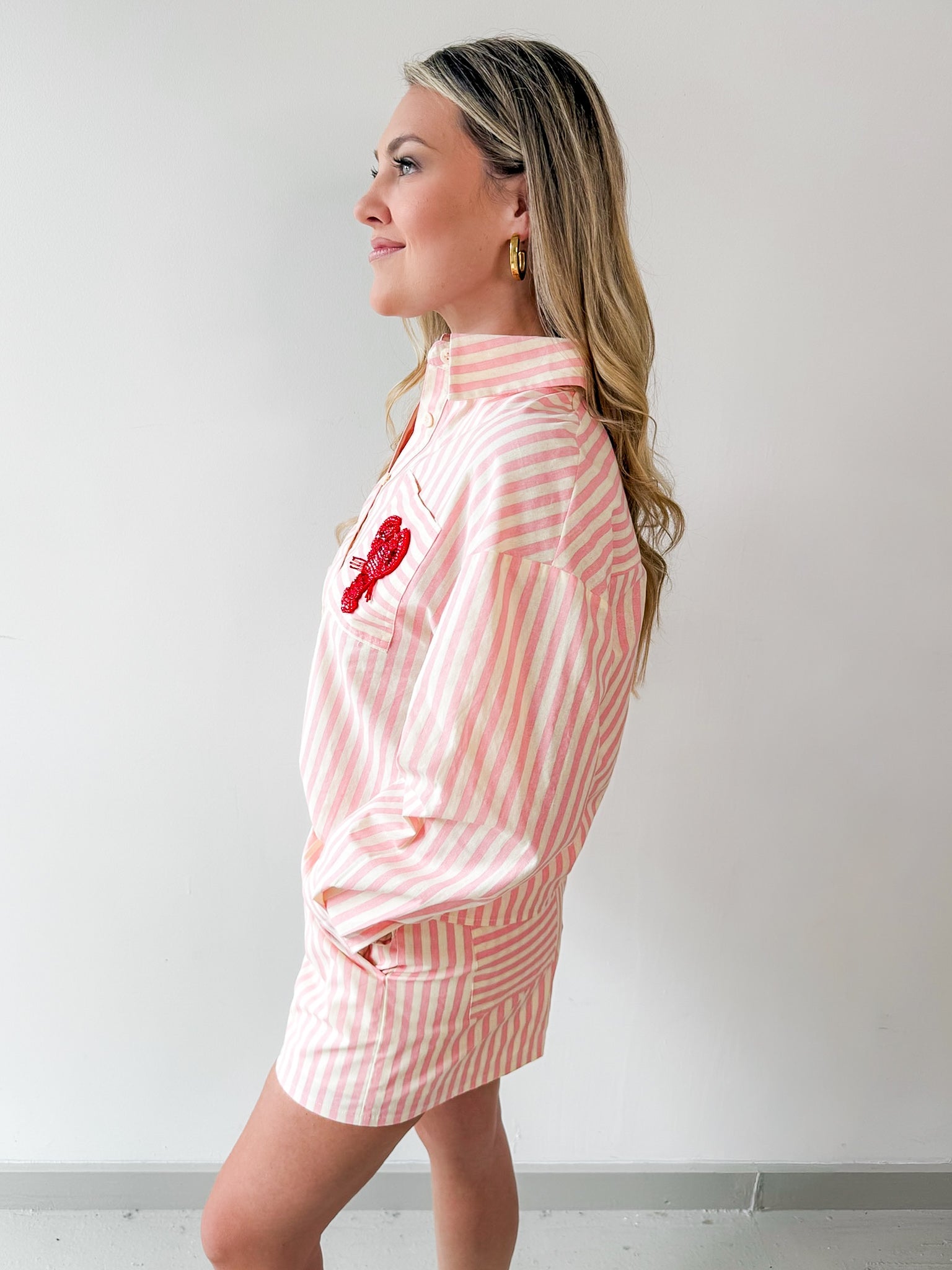 Striped Embroidered Lobster Set