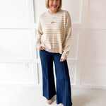Striped Fish Sweater - Taupe/Sand