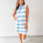 Striped Half Zip Polo Dress