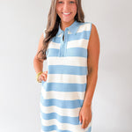 Striped Half Zip Polo Dress