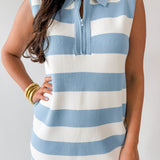 Striped Half Zip Polo Dress
