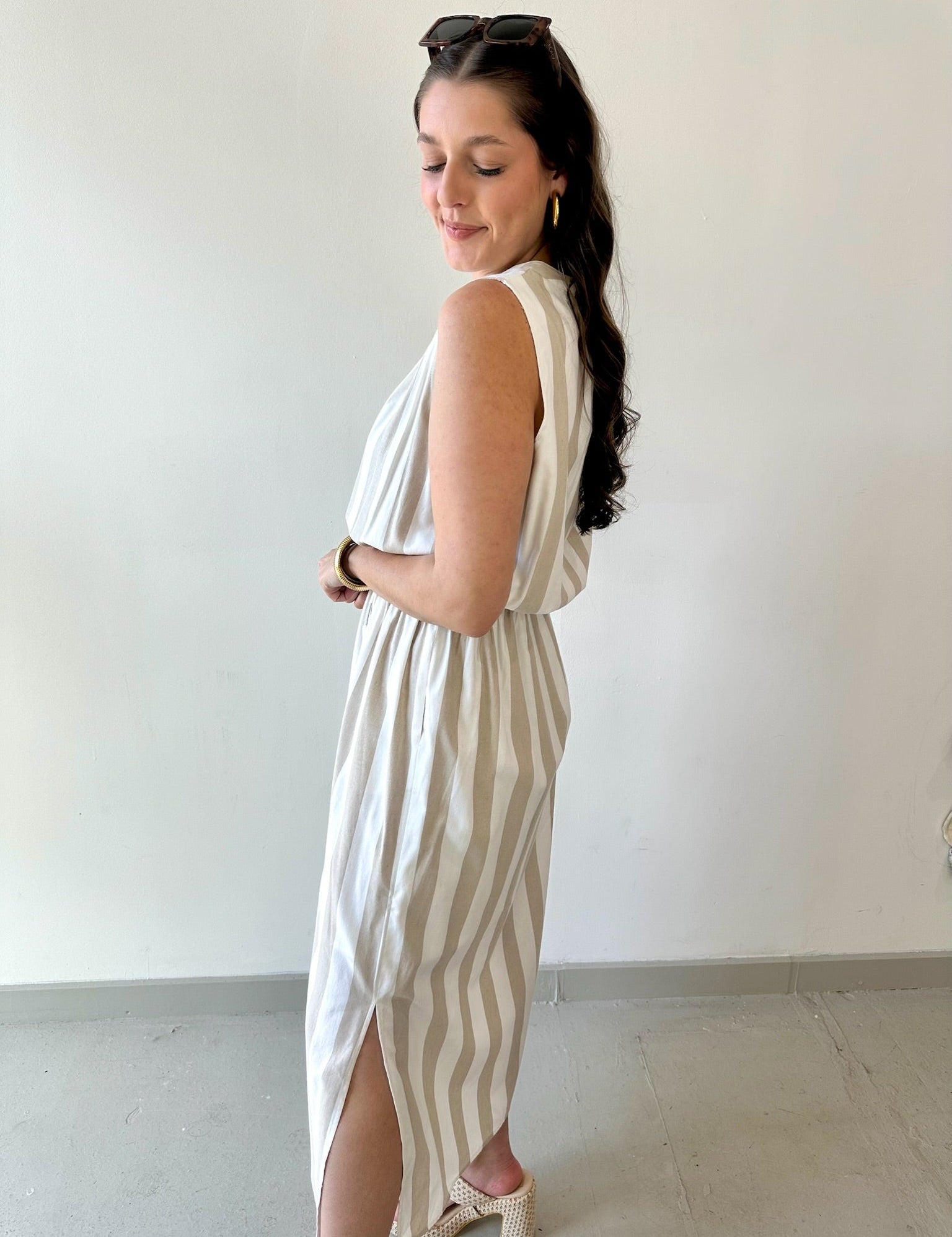Striped Keyhole Maxi Dress