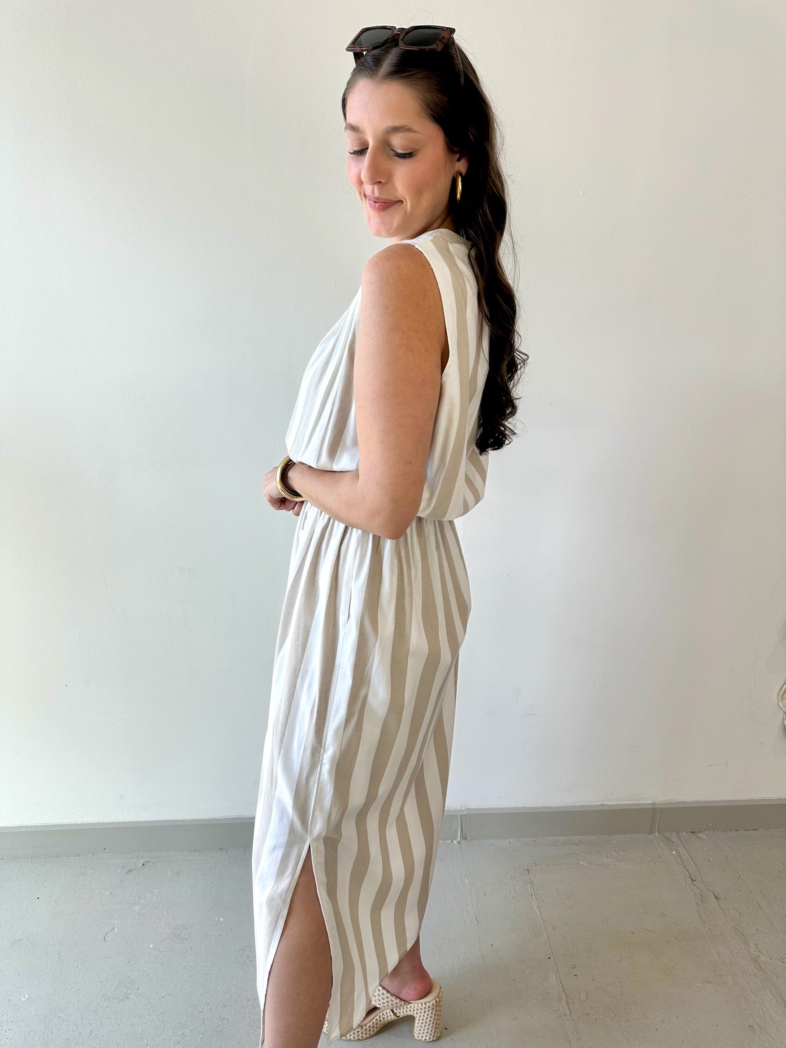 Striped Keyhole Maxi Dress