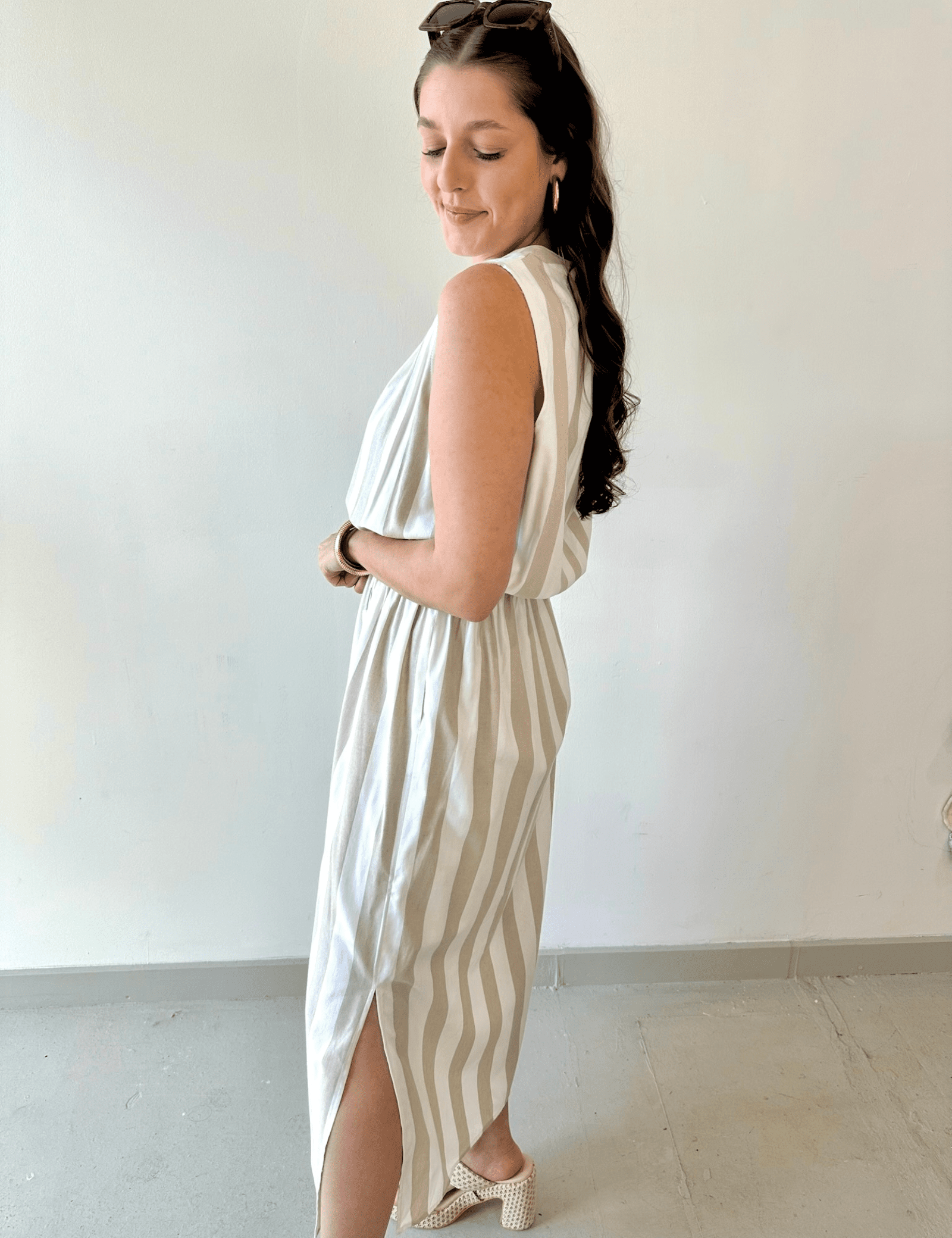 Striped Keyhole Maxi Dress