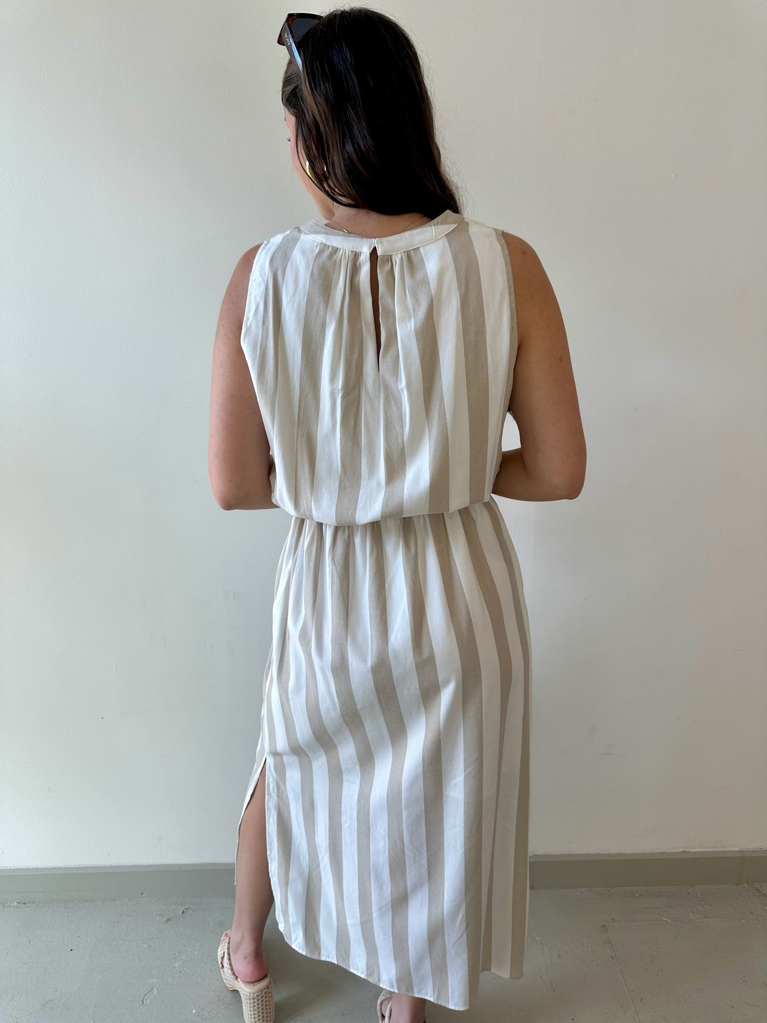 Striped Keyhole Maxi Dress