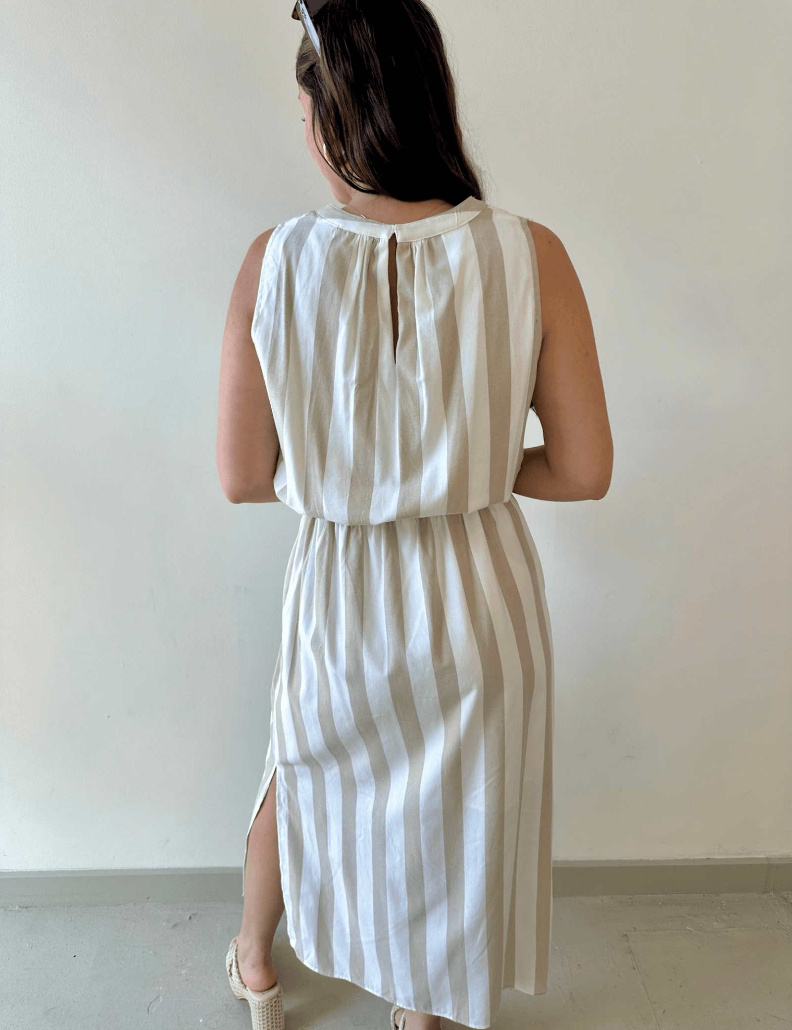 Striped Keyhole Maxi Dress