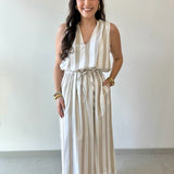 Striped Keyhole Maxi Dress