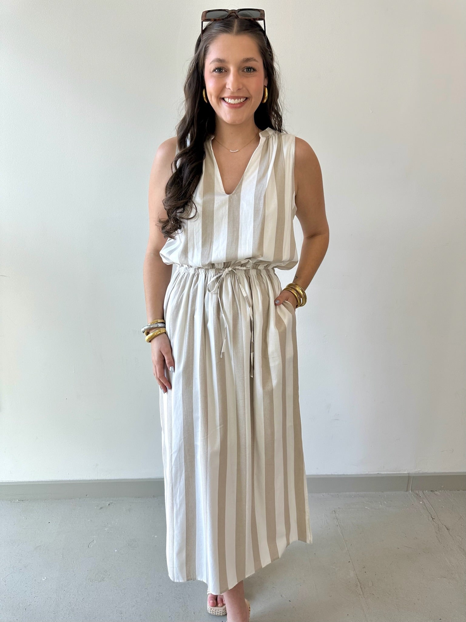 Striped Keyhole Maxi Dress