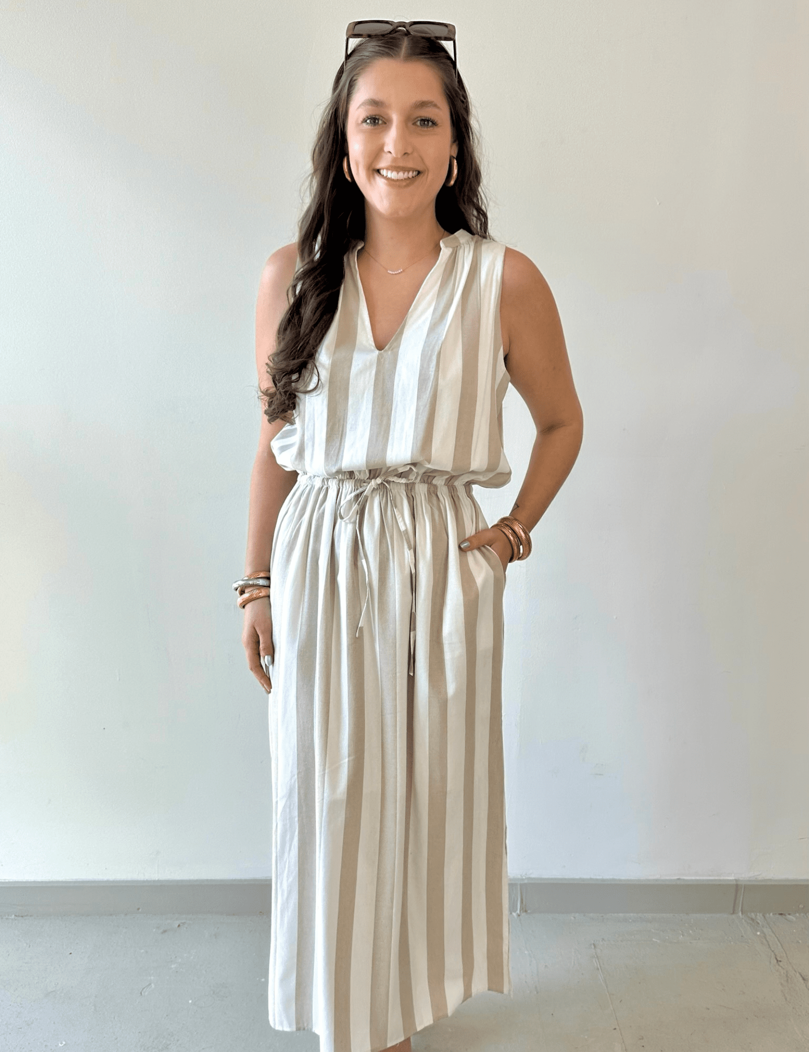 Striped Keyhole Maxi Dress