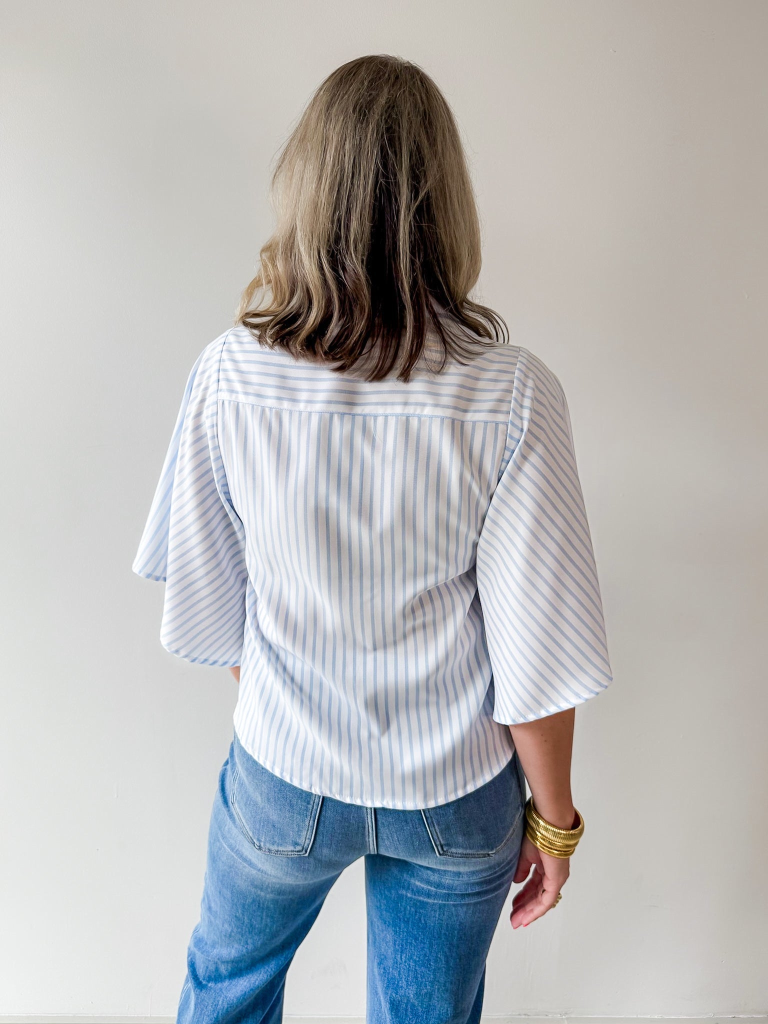 Striped Kimono Buttoned Shirt