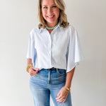 Striped Kimono Buttoned Shirt