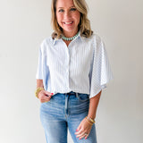 Striped Kimono Buttoned Shirt
