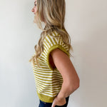 Striped Knit Sleeveless Top - Olive