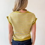 Striped Knit Sleeveless Top - Olive