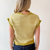 Striped Knit Sleeveless Top - Olive