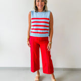 Striped Knit Top with Gold Buttons