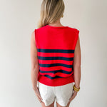 Striped Knit Top with Gold Buttons