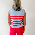 Striped Knit Top with Gold Buttons