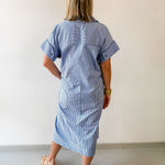 Striped Midi Dress - Dusty Blue