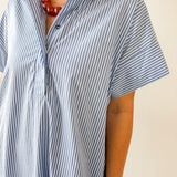 Striped Midi Dress - Dusty Blue