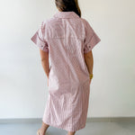Striped Midi Dress - Pink Brown