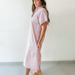 Striped Midi Dress - Pink Brown