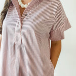 Striped Midi Dress - Pink Brown