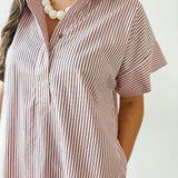 Striped Midi Dress - Pink Brown