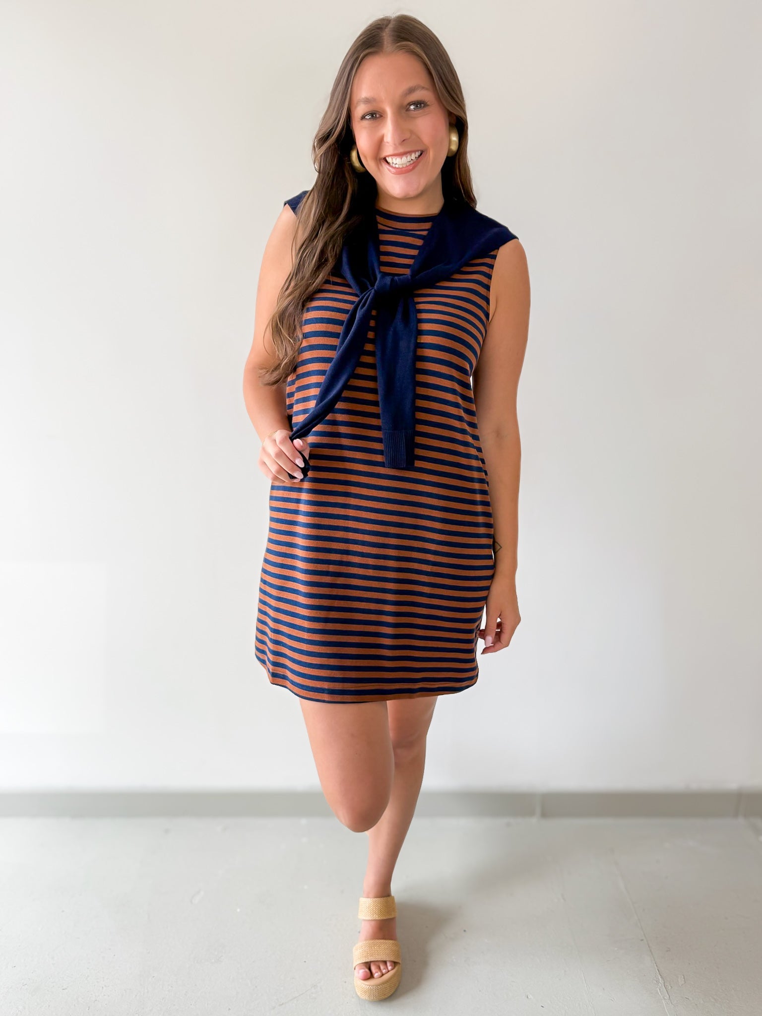 Striped Mini Dress Featuring Contrast Sweater