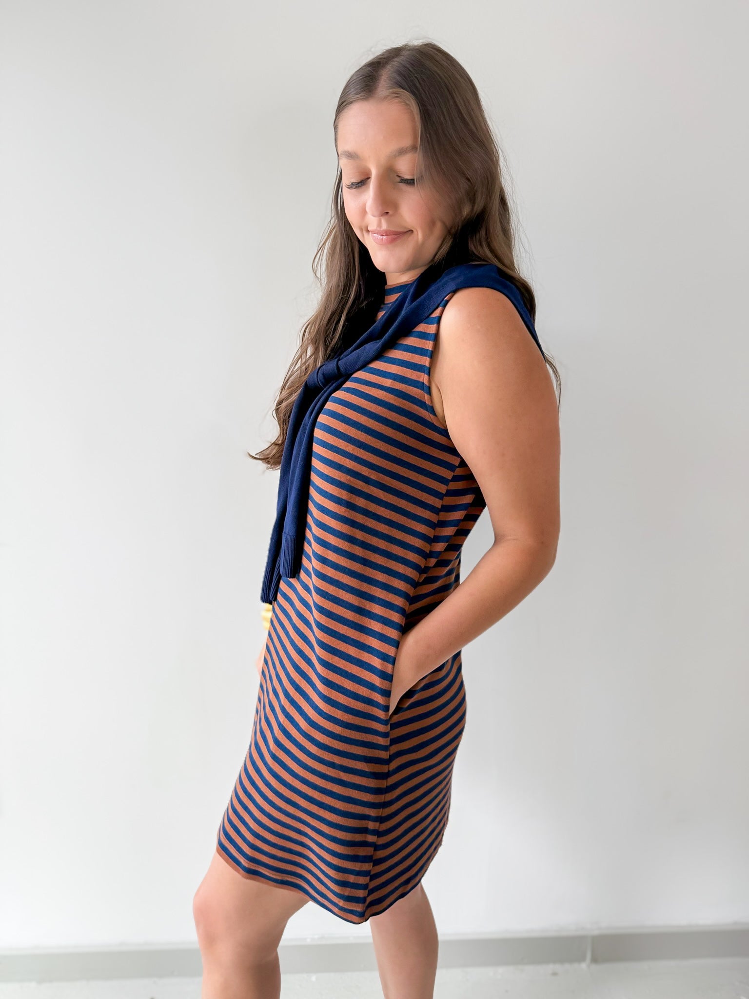 Striped Mini Dress Featuring Contrast Sweater