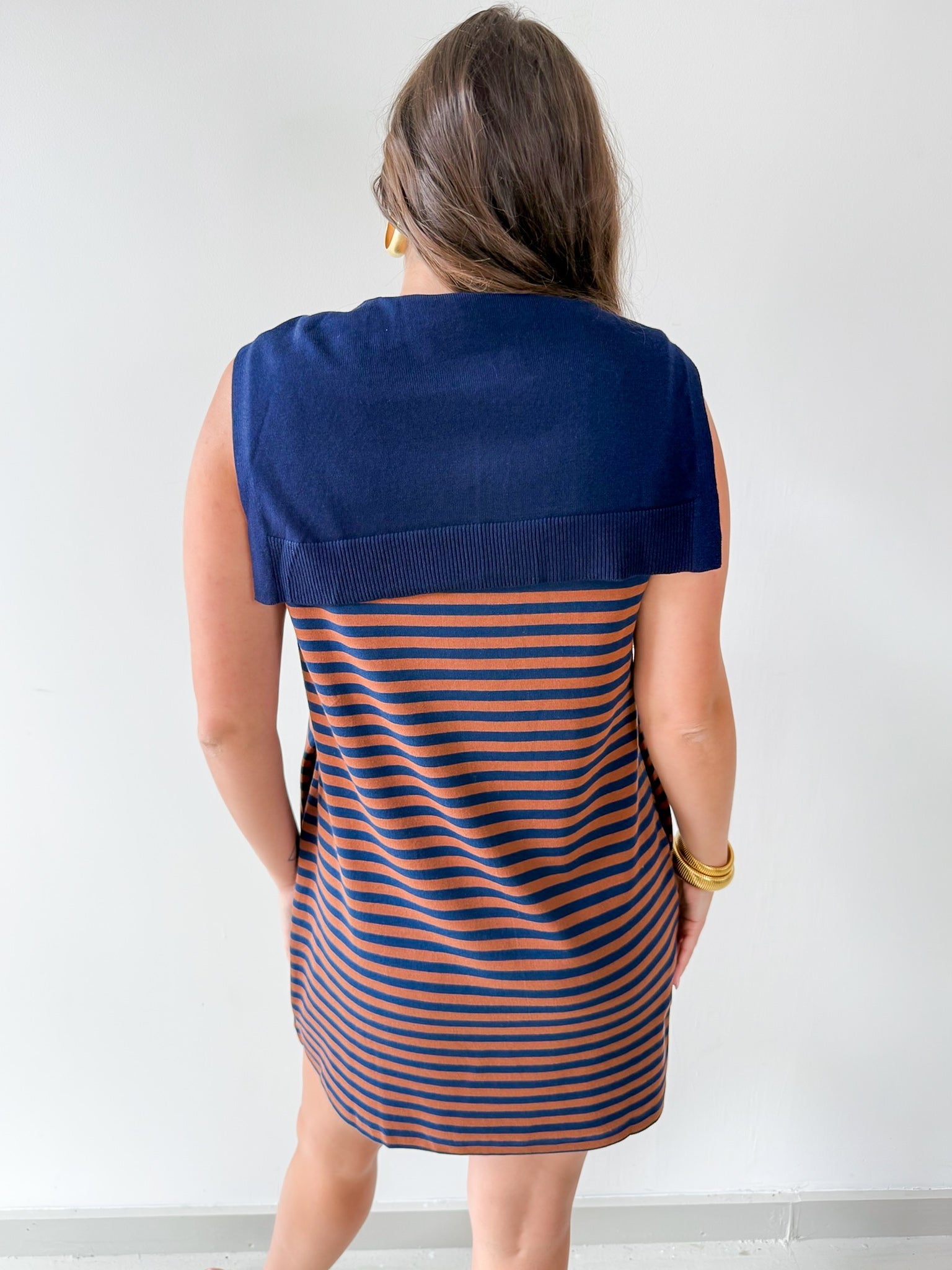 Striped Mini Dress Featuring Contrast Sweater