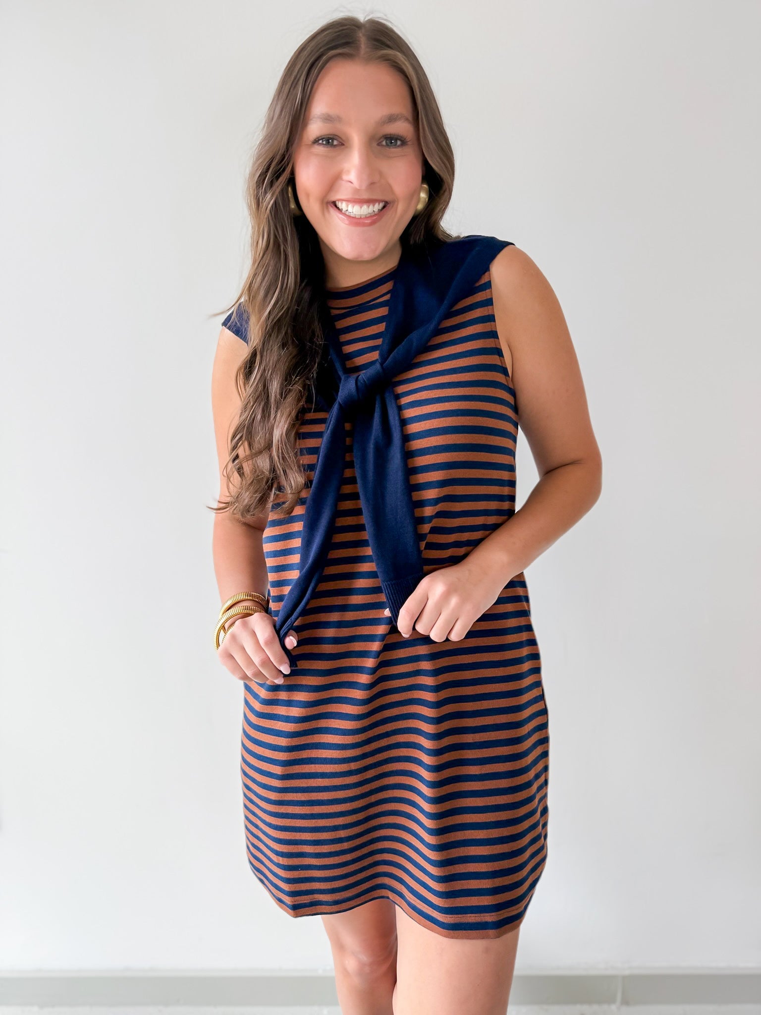 Striped Mini Dress Featuring Contrast Sweater